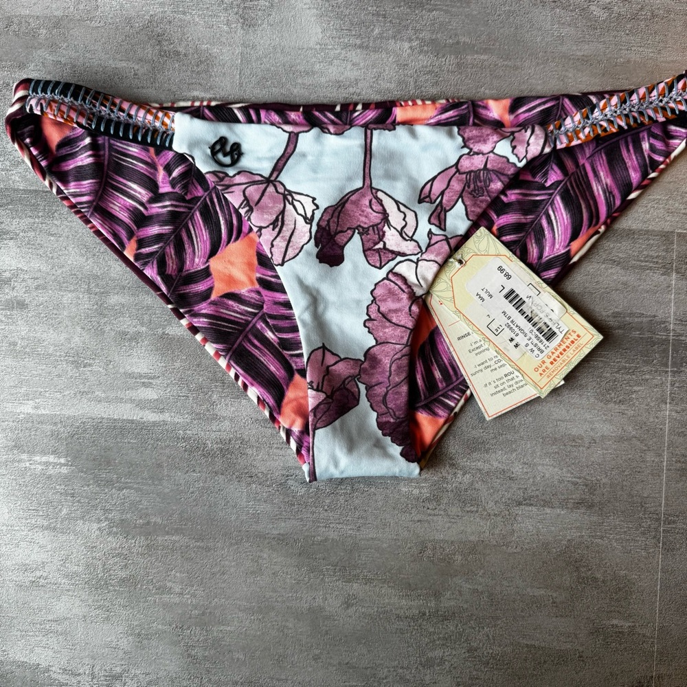 MAAJI SWIMWEAR BRISTLE GARDEN REVERSIBLE BIKINI‎ BOTTOM (L) NWT $69 cheeky